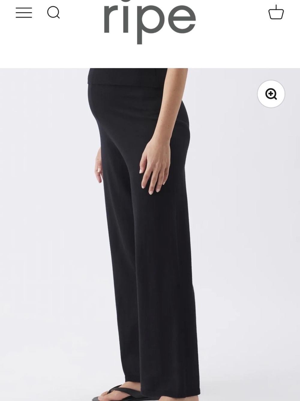 Ripe Black Maternity Wide-Leg Knit Pants size Large
